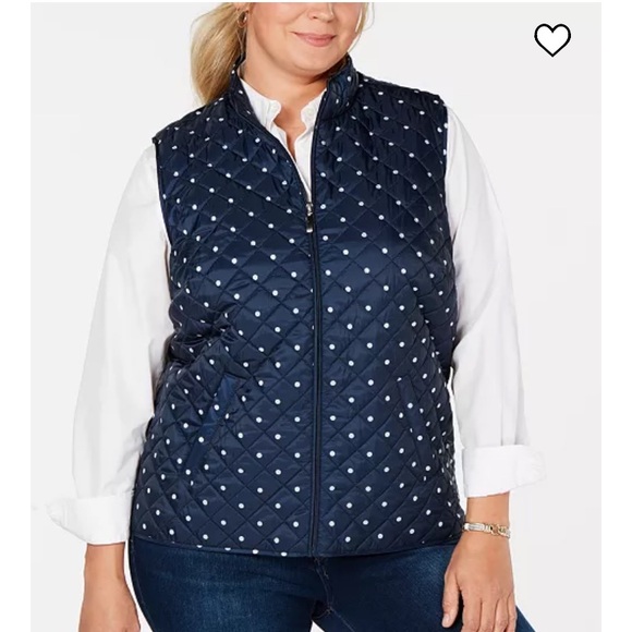 Karen Scott Plus Size Polka Dot Quilted Vest 2X - Picture 9 of 16